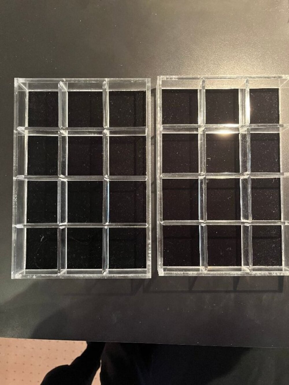 Set of 2 Acrylic Stackable Jewelry/Craft Trays With Moveable Inserts
